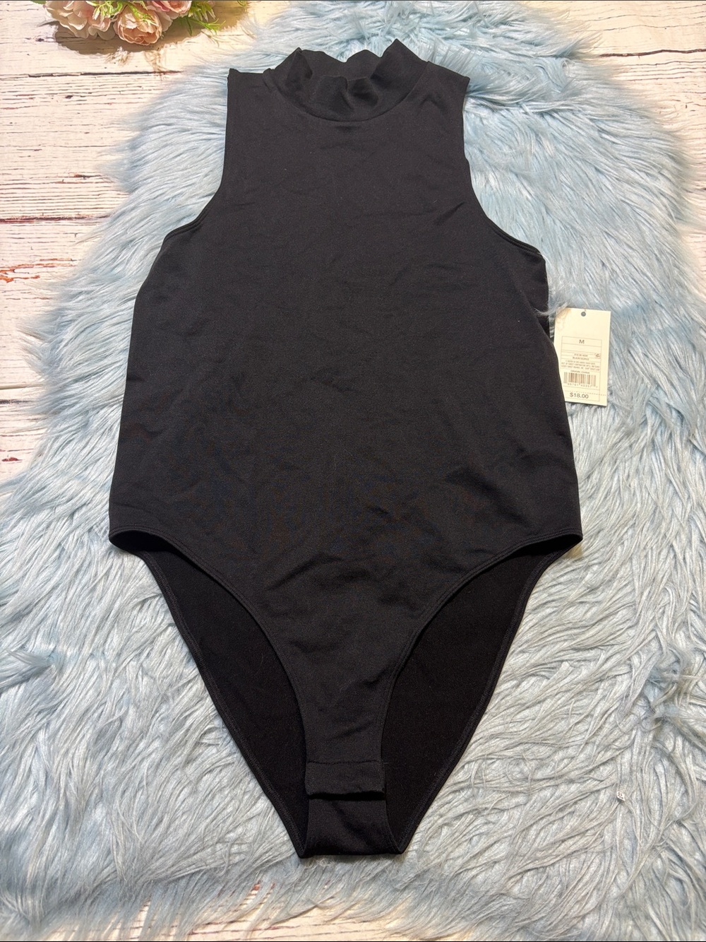 NWT a new day Black Sleeveless Mock Neck One-Piece Bodysuit sz M